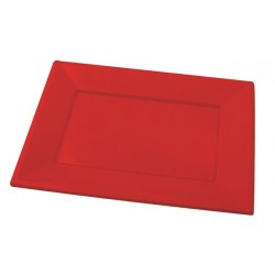 Bandejas de Plástico Rojas 33 x 22,5cm (3 Uds)