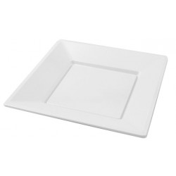 Platos de Plástico Cuadrados Blancos 23cm (Paquete 25 Uds)