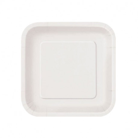 Platos Biodegradables de Cartón Blanco Cuadrados 20cm (50 Uds)