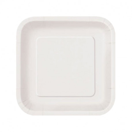 Platos Biodegradables de Cartón Blanco Cuadrados 23cm (50 Uds)