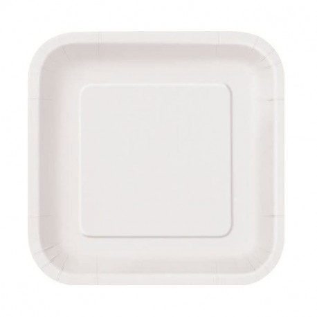 Platos Biodegradables de Cartón Blanco Cuadrados 26cm (50 Uds)