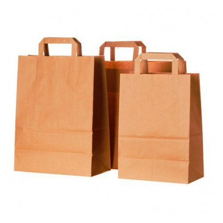 Bolsas de Papel Kraft con Asas 32+16x41cm (50 Uds)