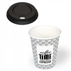 Vasos de Cartón "Coffee" 240ml con Tapa Drink (100 Uds)
