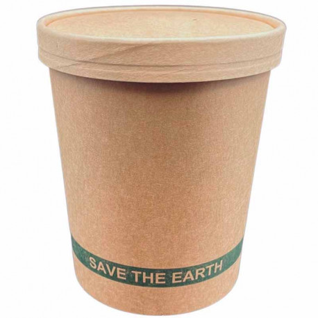 Tarrinas de Cartón Kraft con Tapa 1.000ml (25 Uds)