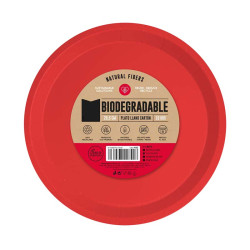 Platos Biodegradables de Cartón Rojo 20,5cm (10 Uds)