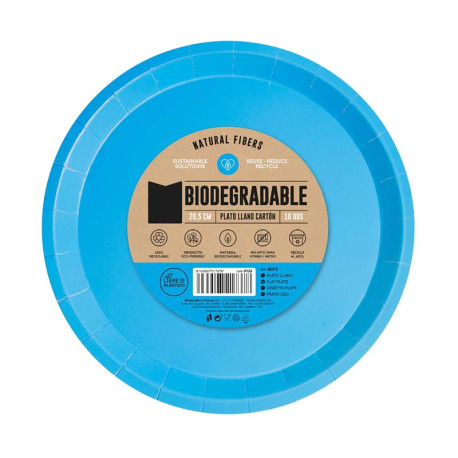 Platos Biodegradables de Cartón Azul 20,5cm (10 Uds)