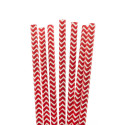Pajitas de Papel Rectas Rayadas Rojas Ø6mm x 20cm (100 Uds)