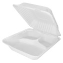 Envases Biodegradables con Tres Compartimentos Caña de Azúcar 23x23x8cm (200 Uds)