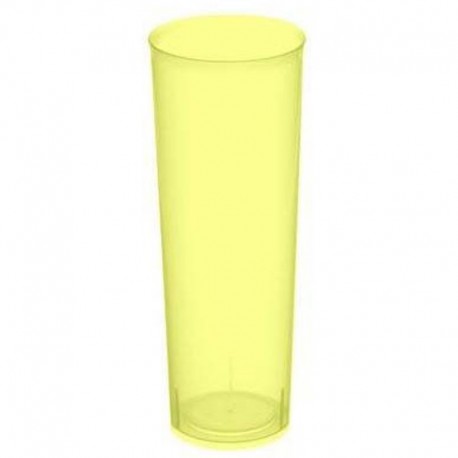 Vasos de Plástico PP Tubo "Irrompibles" Amarillo Flúor 300ml (6 Uds)