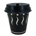 Vasos de Cartón Negros "Coffee" 200ml con Tapa Drink (50 Uds)
