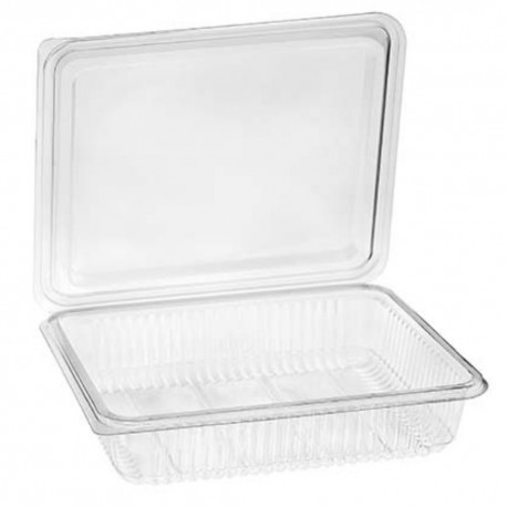 Envases Loncheados con Tapa H40 Grande Plástico PET Transparentes (50 Uds)