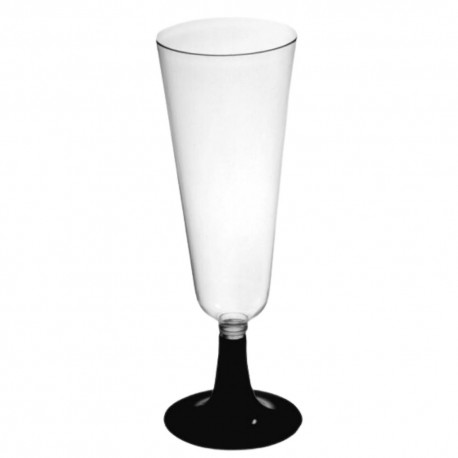 Copas de Cava de Plástico Pie Negro 150 ml (50 Uds)