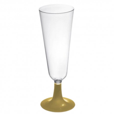 Copas de Cava de Plástico Pie Dorado 150 ml (4 Uds)