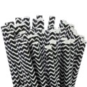 Pajitas de Papel Rectas Rayadas Negras Ø6mm x 20cm (100 Uds)
