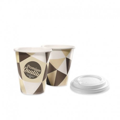 Vasos de Cartón 200ml con Tapas Drink (25 Uds)