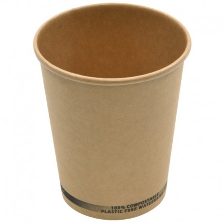 Vasos Biodegradables de Cartón Kraft y PLA 240ml (50 Uds)