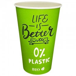 Vasos Biodegradables Cartón Impresos Verdes 16Oz/480ml Ø9cm (1.000 Uds)