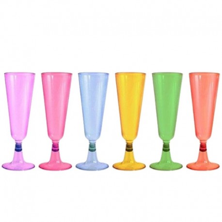 Copas de Cava de Plástico Colores Surtidos 150 ml (24 Uds)