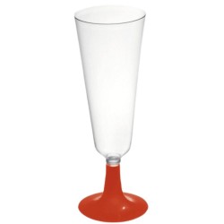 Copas de Cava de Plástico Pie Rojo 150 ml (50 Uds)