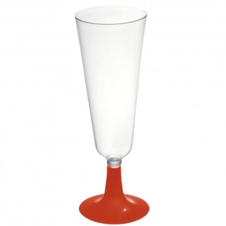 Copas de Cava de Plástico Pie Rojo 150 ml (50 Uds)