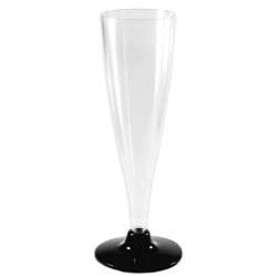 Copas de Cava Flauta de Plástico Pie Negro 130ml (144 Uds)