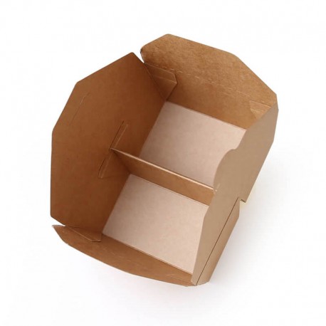 Envases de Cartón Kraft Take Away 2 Compartimentos 1.300ml (50 Uds)