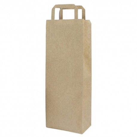 Bolsas de Papel Kraft con Asas para Botellas 18+9x37cm 80gr (100 Uds)