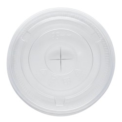 Tapas Planas Ø 9,5cm con Cruz para vaso PET (800 Uds)