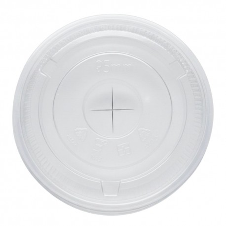 Tapas Planas Ø 9,5cm con Cruz para vaso PET (800 Uds)
