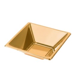 Cuencos de Plástico PS Cuadrados Dorados 12x12cm (4 Uds)