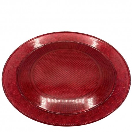 Bandeja Redonda de Plástico PS Lux Rojo Translúcido Reutilizable 30cm (1 Uds)
