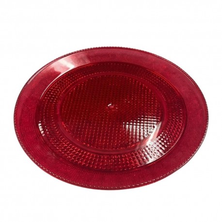 Bandeja Redonda de Plástico PS Lux Rojo Translúcido Reutilizable 20cm (1 Uds)