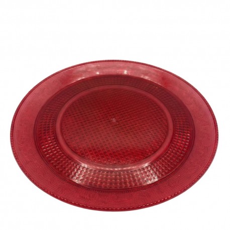 Bandeja Redonda de Plástico PS Lux Rojo Translúcido Reutilizable 25cm (1 Uds)