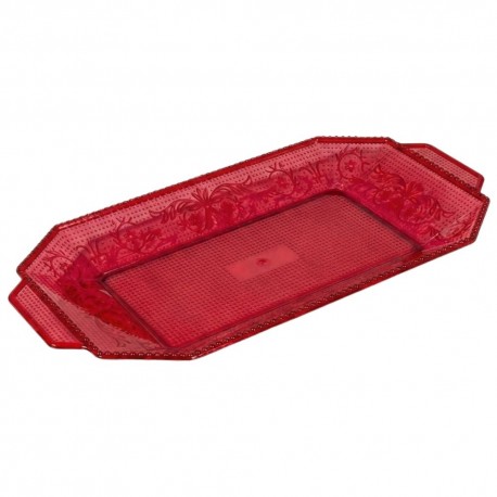 Bandeja de Plástico PS Lux Rojo Translúcido Reutilizable 28x14,5cm (1 Uds)