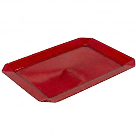 Bandeja de Plástico PS Lux Rojo Translúcido Reutilizable 35x25cm (1 Ud)