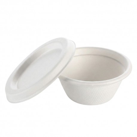 Salseras con Tapa Biodegradables Caña Azúcar 60ml (500 Uds)