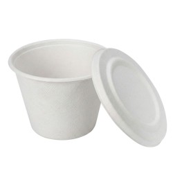 Salseras con Tapa Biodegradables Caña Azúcar 120ml (50 Uds)