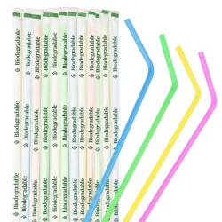 Pajitas Flexibles Biodegradables PLA Enfundadas Colores Ø5mm x 21cm (6.000 Uds)