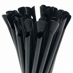 Pajitas con Cucharita Biodegradables PLA Negras Ø6mm x 21cm (6.000 Uds)