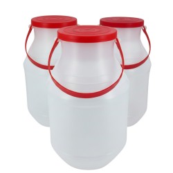 Lecheras de Plástico con Asa y Tapa 1000ml (50 Uds)