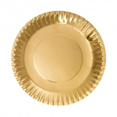Platos de Cartón Dorados 18cm (12 Uds)