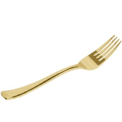 Tenedores de Plástico Metalizados Dorados 18,5cm (288 Uds)