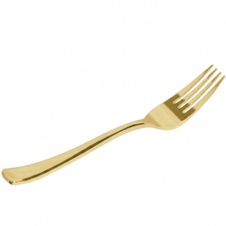 Tenedores de Plástico Metalizados Dorados 18,5cm (288 Uds)