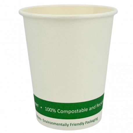 Vasos Biodegradables de Cartón Blanco "Friendly" 8Oz/240ml Ø8cm (50 Uds)
