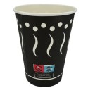 Vasos de Cartón Negro "Coffee" 12Oz/360ml Ø9cm (50 Uds)