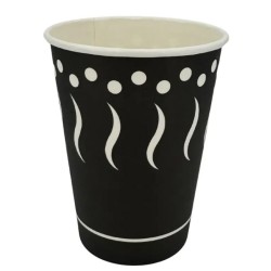 Vasos de Cartón Negro "Coffee" 12Oz/360ml Ø9cm (50 Uds)