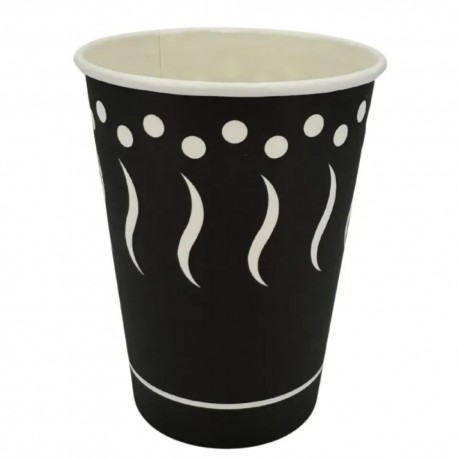 Vasos de Cartón Negro "Coffee" 12Oz/360ml Ø9cm (50 Uds)