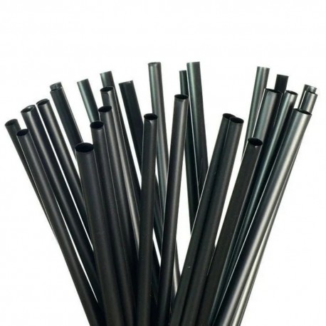 Pajitas Biodegradables PLA Negras Rectas Ø8mm x 15cm (250 Uds)