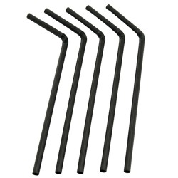 Pajitas Flexibles Biodegradables PLA Negras Ø5mm x 21cm (250 Uds)