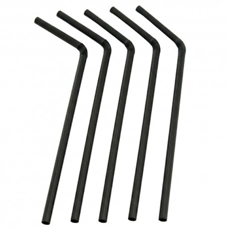 Pajitas Flexibles Biodegradables PLA Negras Ø5mm x 21cm (250 Uds)